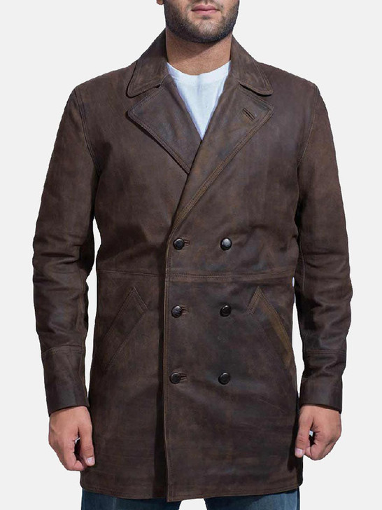Half Life Brown Men's Leather Coat - Enfinity Apparel