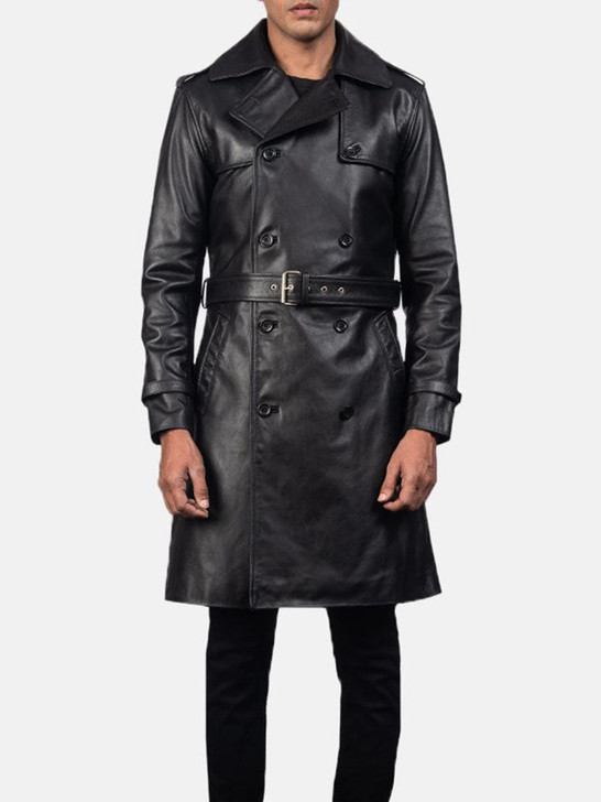 Royson Black Men's Leather Duster Coat - Enfinity Apparel