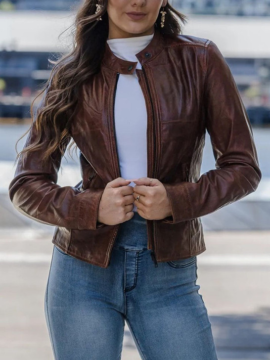Danica Brown Women's Leather Jacket - Enfinity Apparel