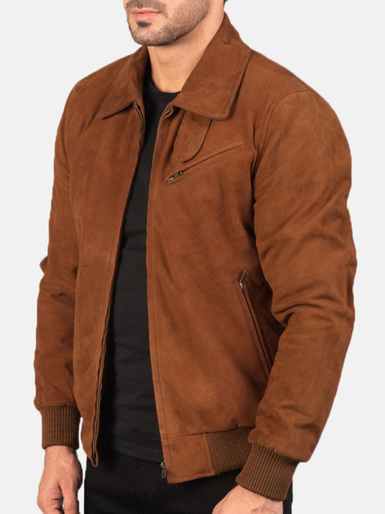 Tomchi Tan Brown Men's Suede Leather Jacket - Enfinity Apparel
