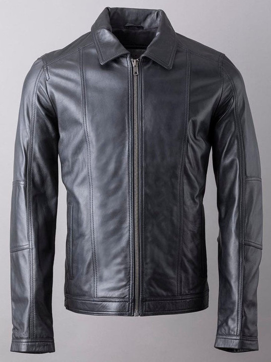 Rothay Collared Men's Leather Jacket In Black - Enfinity Apparel