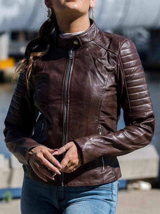 Fay Brown Women's Leather Jacket - Enfinity Apparel