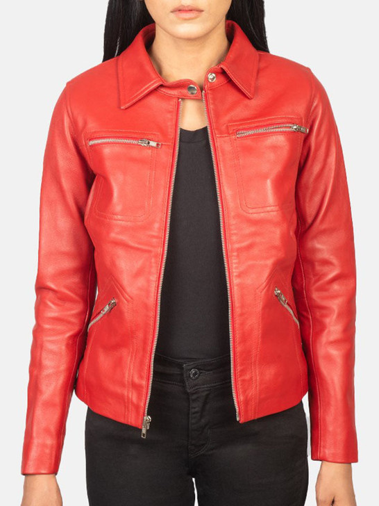 Tomachi Red Women's Leather Jacket - Enfinity Apparel