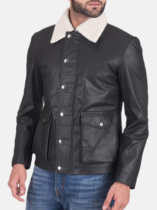 Snow Cole Black Men's Leather Jacket - Enfinity Apparel