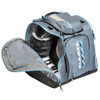 Kulkea Powder Trekker Womens Ski Boot Bag in Lilac Stripes/White/Light Blue, Open Boot View