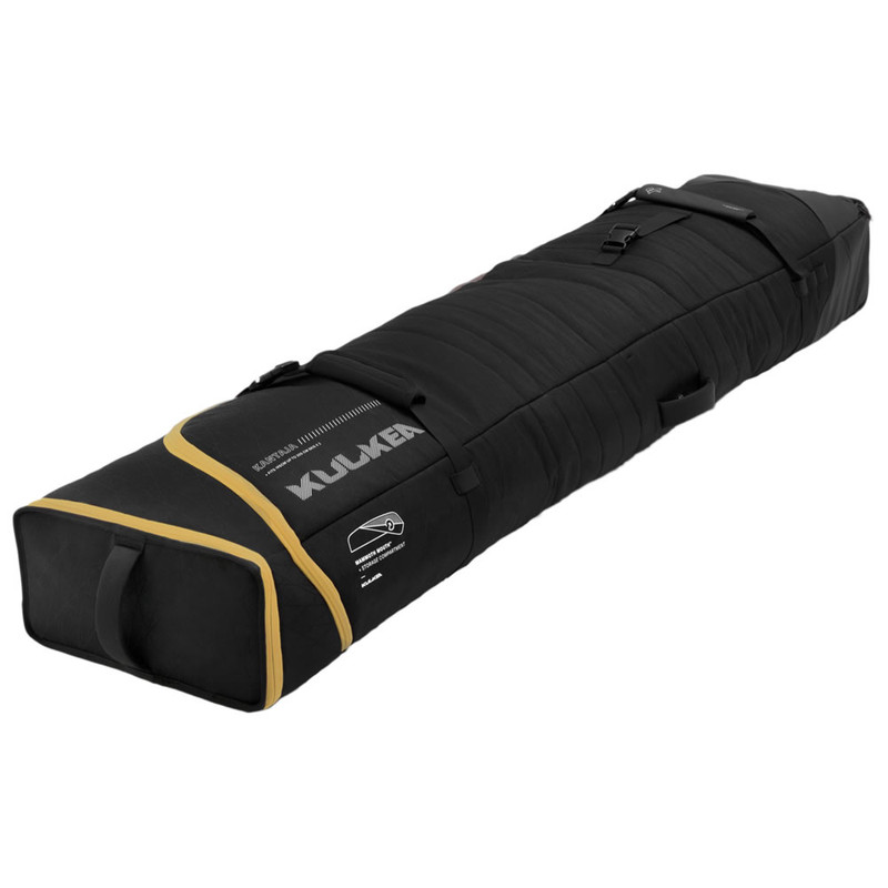 Kantaja Double Roller Ski Bag, KTDR2BGL, Black, Gold, Travel Tough Closed Angle View