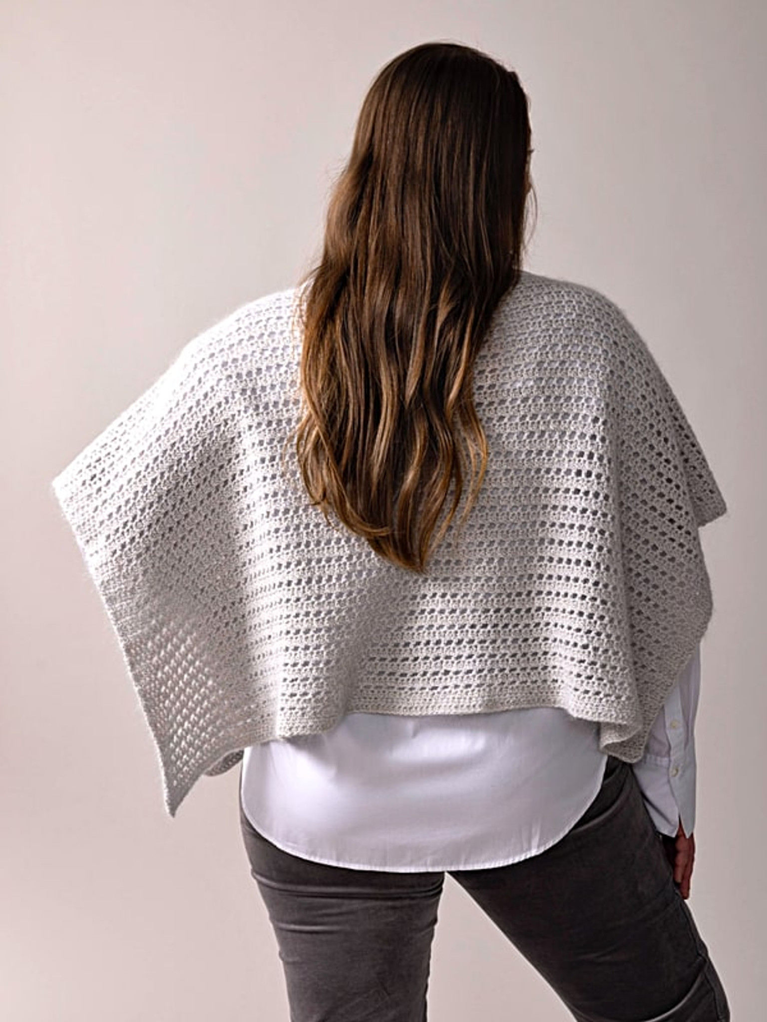 Vanda Poncho Crocheted in Lumi and Aerial Yarn