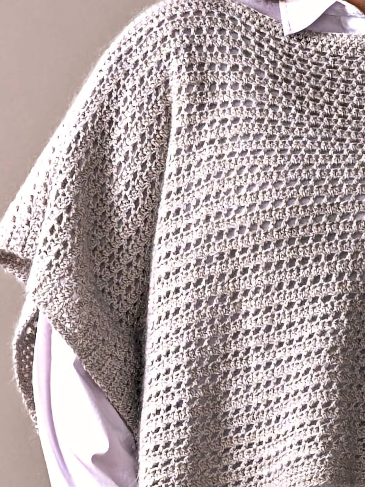 Vanda Poncho Crocheted in Lumi and Aerial Yarn