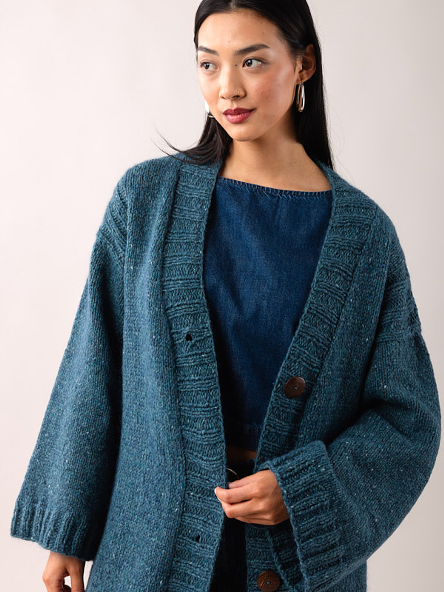 Rosy Maple knit in Berroco Millstone Tweed & Aerial