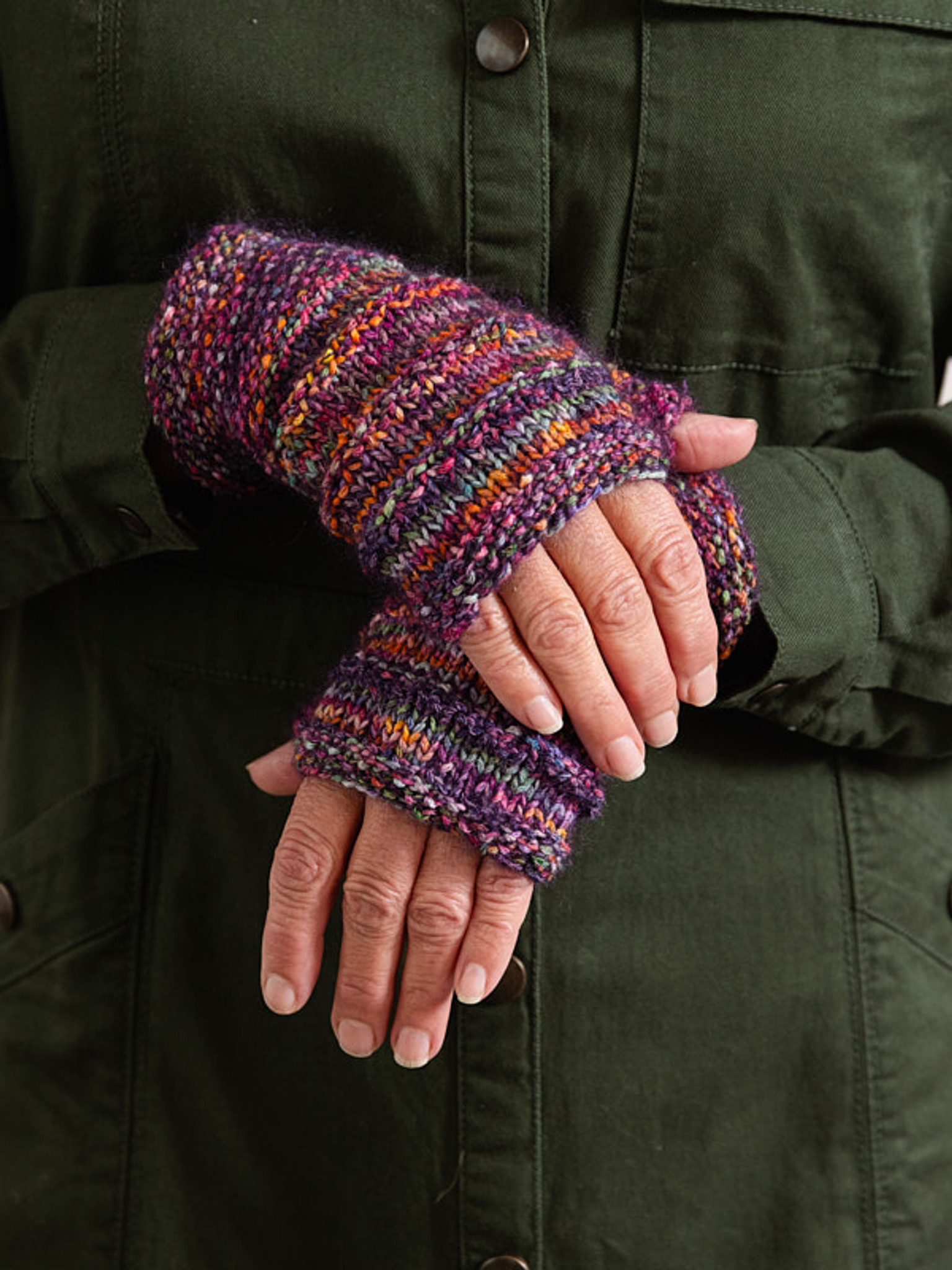 Valerie mitts knit in Berroco Vellina & Aerial