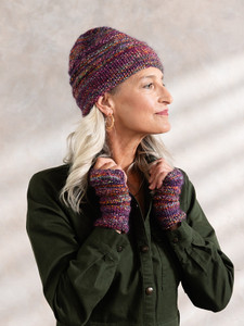 Valerie hat and mitts knit in Berroco Vellina & Aerial