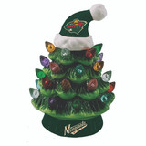 Minnesota Wild 4" LED Ceramic Christmas Tree Ornament with Team Santa Hat