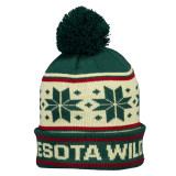 Minnesota Wild Pattern Green Jacquard Knit Hat