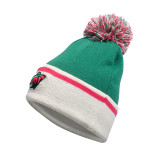 Minnesota Wild Red Stripe Cuff w/Pom Knit