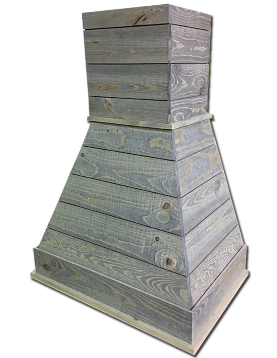 Castlewood 30" Rustic Shiplap Chimney Range Hood, Light Gray