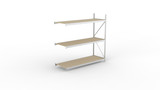 META MINI-RACK | Weitspannregal | Anbauregal | 2200 x 2200 x 800 mm | Spanplattenböden | 3 Lagerebenen à 600 kg