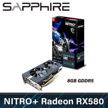SAPPHIRE NITRO+ Radeon RX580 8GB - 2x DP 1.4 + 2x HDMI + 1x DVI-D Graphics Card