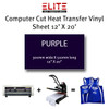 Elite Heat Transfer Media Computer Cut Heat Transfer Vinyl HTV - Individual Sheets - 12 x 20