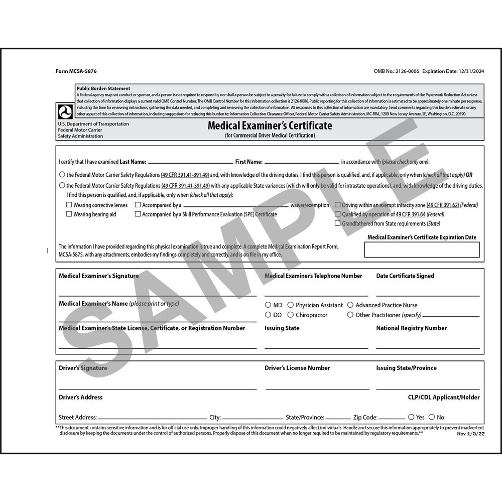 Medical Examination Certificate Small