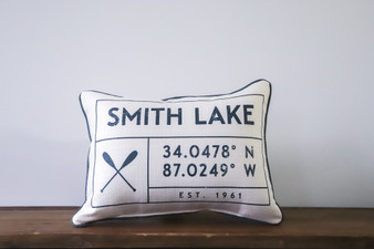 Lake Grid Coordinates Pillow 