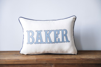 Traditional Name Pillow in Blue