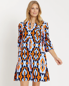 Kerry Dress in Butterfly Tile Navy - Jude Connally