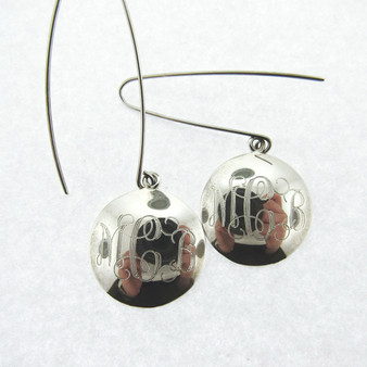  Engraved Round Dome Earrings