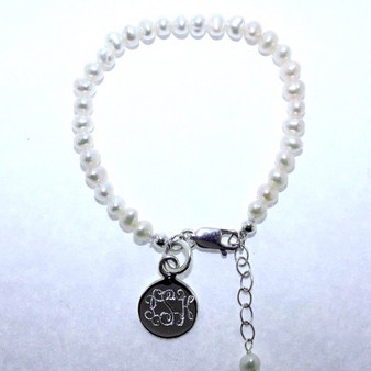Pearl Baby Bracelet W/ Engraved Disc