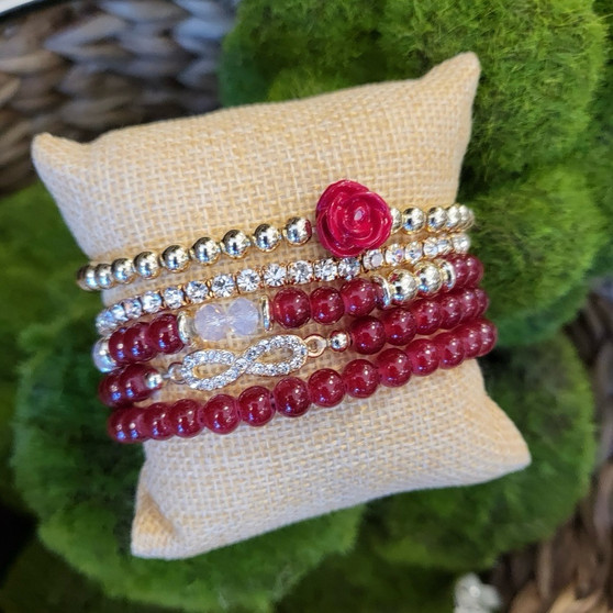Run For The Roses Stacked Bracelet - Red