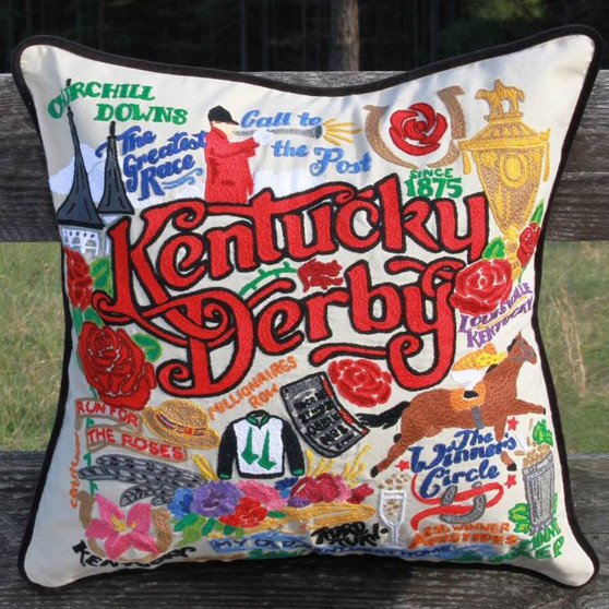 KY Derby Embroidered Pillow