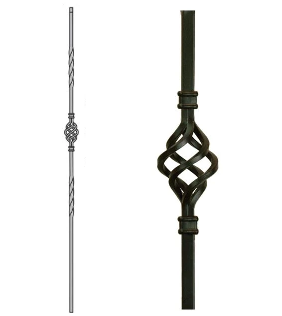 Single Basket with 2 Twists - 1/2" Iron Baluster