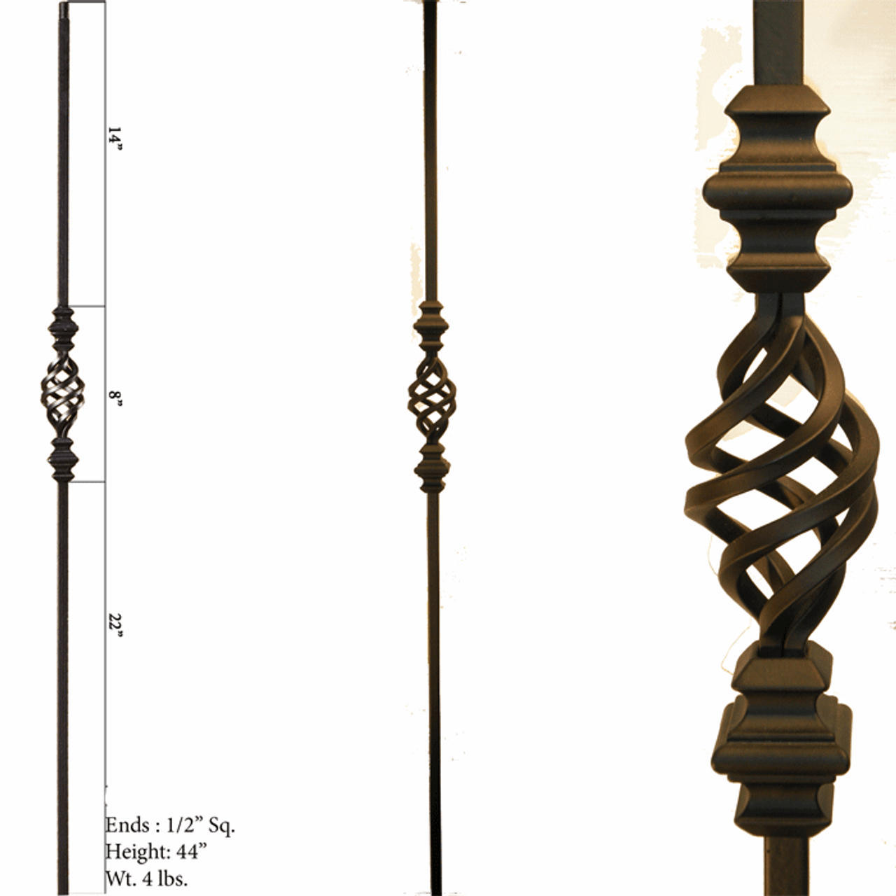 Double Knuckle Basket 1/2" Iron Baluster