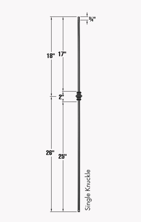 Single Knuckle 1/2" Baluster Measurements