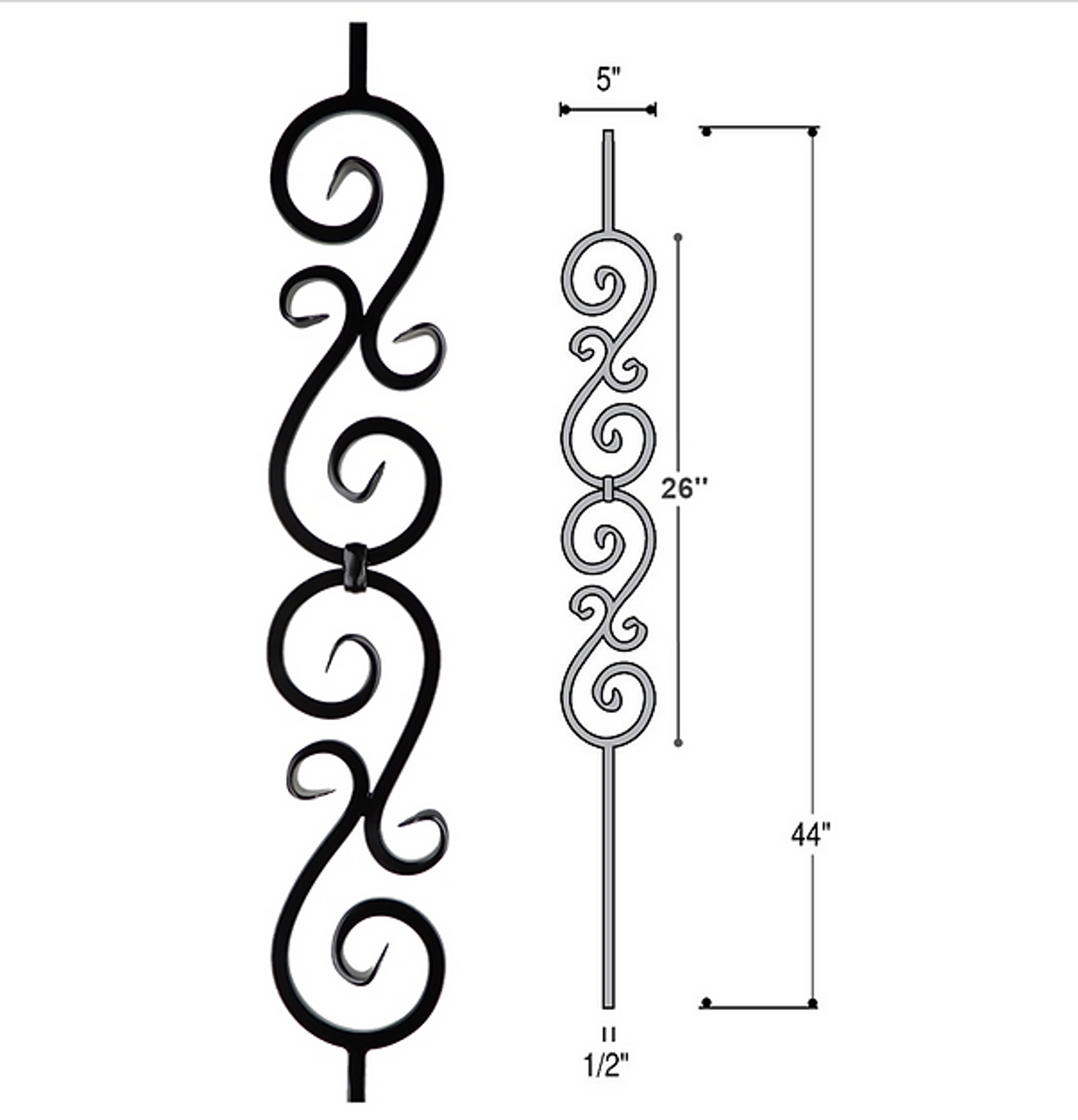 Double Spiral Scroll 1/2" Iron