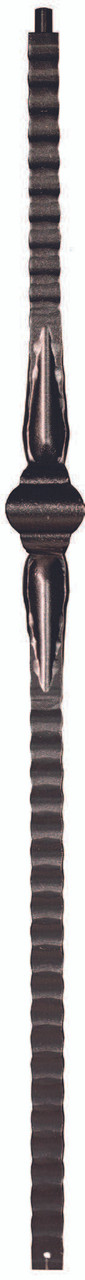 Hammered Solid Iron Newel with Single Spoon Inlay