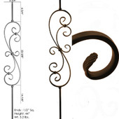Large 7-inch Scroll 1/2" Iron Baluster