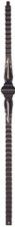 Hammered Solid Iron Newel with Single Spoon Inlay