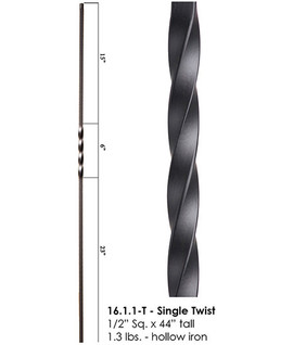Single Twist Iron Baluster (6" twist)