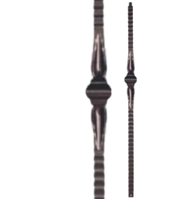 Hammered Solid Iron Newel with Single Spoon Inlay