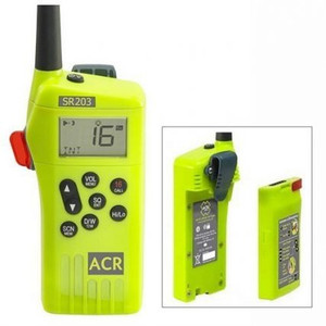 ACR 2827 SR203 Survival Radio, VHF Multi-Channel.  Replaceable Lithium Battery, Waterproof, GMDSS/FCC/MED
