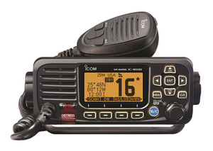 Icom M330G BLACK Black marine compact VHF fixed mount with built-in GPS
receiver and supplied GPS antenna