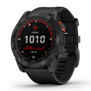 Garmin New OEM Fenix 7X  Solar Edition Slate Gray with Black Band 51 MM, 010-02541-00