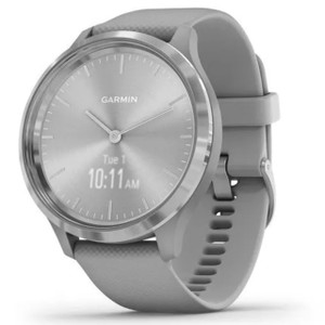 Garmin New OEM vívomove® 3S Silver Stainless Steel Bezel with Powder Gray Case and Silicone Band, 010-02239-00