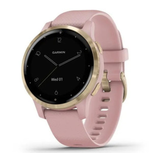 Garmin New OEM vívoactive® 4S Light Gold Stainless Steel Bezel with Dust Rose Case and Silicone Band 40 MM, 010-02172-31