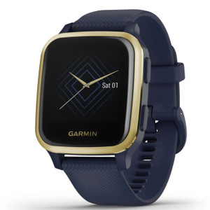 Garmin New OEM Venu® Sq Light Gold Aluminum Bezel with Navy Case and Silicone Band, 010-02426-02