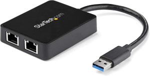 StarTech.com USB 3.0 to Dual Port Gigabit Ethernet Adapter w/USB Port - 10/100/100 - USB Gigabit LAN Network NIC Adapter