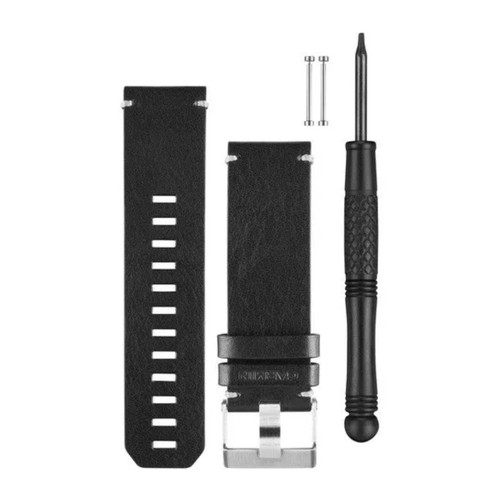 Garmin New OEM Black Leather Watch Band, 010-12168-29