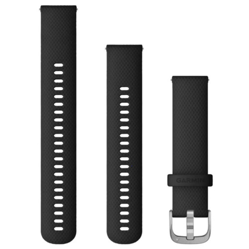 Garmin New OEM Quick Release Bands (20 mm) Black with Silver Hardware, 010-12932-18