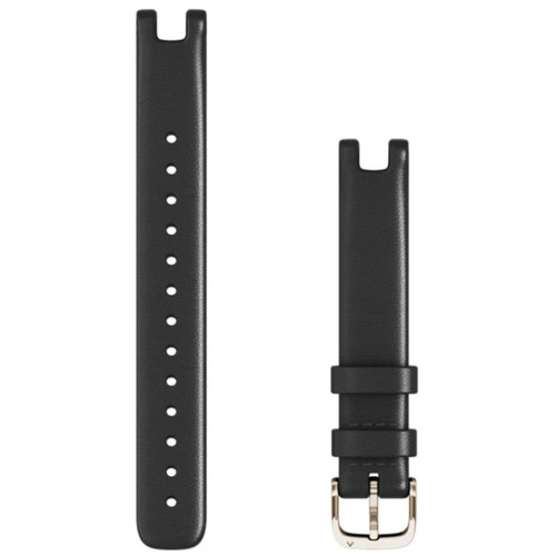 Garmin New OEM Lily® Bands (14 mm) Black Italian Leather with Cream Gold Hardware, 010-13068-A1