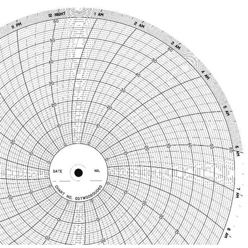 Graphics Control CLH GDTW0060U060 Chart, 10 In, 0 to 60, 1 Day, PK100